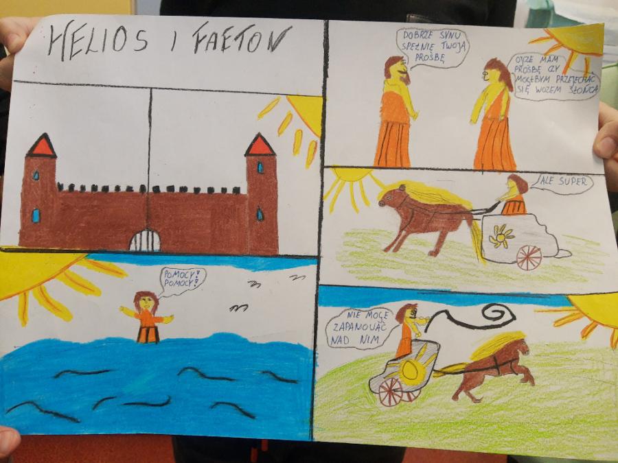 Komiks O Heliosie I Faetonie Komiksowa wersja mitu o Heliosie i Faetonie | Szkoła Podstawowa im. bł